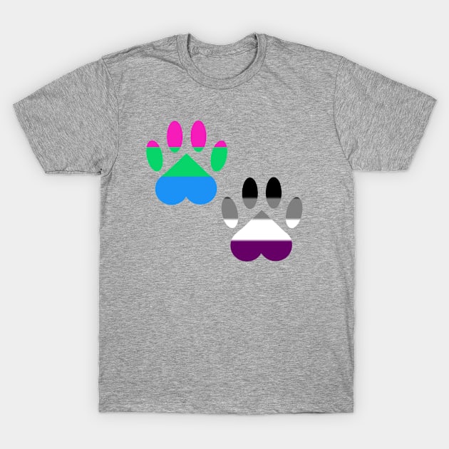 Polyromantic Ace Pride Paw T-Shirt by shaneisadragon